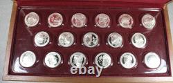 Franklin Mint & Coca Cola Sterling Silver Olympic Moments 17 Medals Set