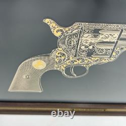 Franklin Mint Colt. 45 Peacemaker Silhouette Sterling Silver 24K Gold Green Back