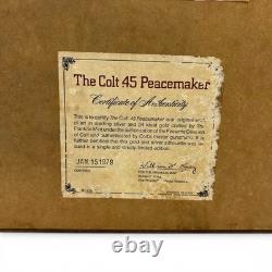 Franklin Mint Colt. 45 Peacemaker Silhouette Sterling Silver 24K Gold Green Back