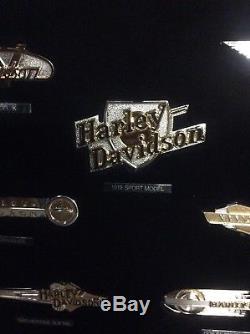 Franklin Mint Complete Set Of 12 Sterling Silver Harley Davidson Insignia Badges