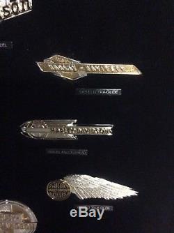Franklin Mint Complete Set Of 12 Sterling Silver Harley Davidson Insignia Badges