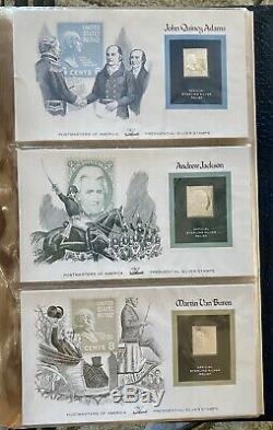 Franklin Mint Complete Set Of 35 American Presidents On Sterling Silver Stamps
