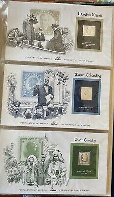 Franklin Mint Complete Set Of 35 American Presidents On Sterling Silver Stamps