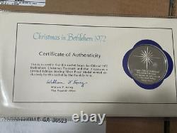Franklin Mint Cover & Sterling Silver Coin Christmas In Bethlehem 1972