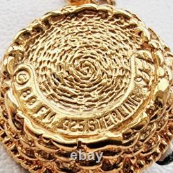 Franklin Mint Diamond Enamel Cat Sterling Silver 925 Vermeil VTG Necklace 1989