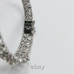 Franklin Mint Diana White Sapphire & Pearl Filigree Sterling Silver Bracelet