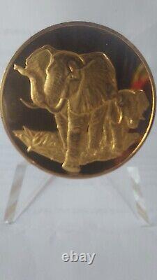 Franklin Mint EAST AFRICAN WILDLIFE SOCIETY 2+oz STERLING EP Gold ELEPHANTS