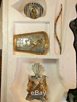 Franklin Mint Egyptian Warrior Armor In Pewter With Sterling Silver & 24 Kt Gold
