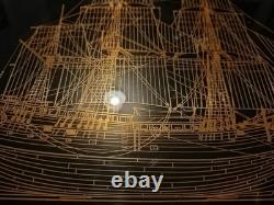 Franklin Mint Endeavour Bark 24k GOLD SILHOUETTE STERLING SILVER Ship Framed 78