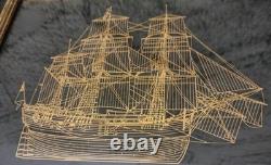 Franklin Mint Endeavour Bark 24k GOLD SILHOUETTE STERLING SILVER Ship Framed 78