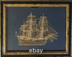 Franklin Mint Endeavour Bark 24k GOLD SILHOUETTE STERLING SILVER Ship Framed 78