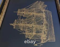 Franklin Mint Endeavour Bark 24k GOLD SILHOUETTE STERLING SILVER Ship Framed 78