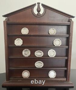 Franklin Mint English Sterling Silver Miniature Dollhouse Plates (10) Display