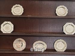 Franklin Mint English Sterling Silver Miniature Dollhouse Plates (10) Display