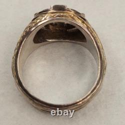 Franklin Mint FM 925 Sterling Silver Celtic Cross Emerald Men's Ring Size 14