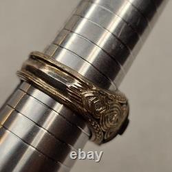 Franklin Mint FM 925 Sterling Silver Celtic Cross Emerald Men's Ring Size 14