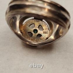 Franklin Mint FM 925 Sterling Silver Celtic Cross Emerald Men's Ring Size 14