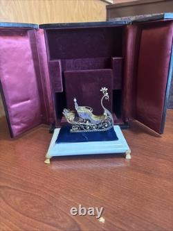 Franklin Mint Faberge 24K Gold on Sterling Silver Sleigh Hidden Box Ruby Pearl
