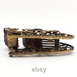 Franklin Mint Faberge 24K Gold on Sterling Silver Sleigh Hidden Box Ruby Pearl