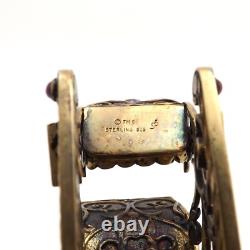 Franklin Mint Faberge 24K Gold on Sterling Silver Sleigh Hidden Box Ruby Pearl