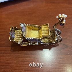 Franklin Mint Faberge 24K Gold on Sterling Silver Sleigh Hidden Box Ruby Pearl