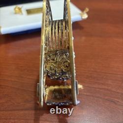 Franklin Mint Faberge 24K Gold on Sterling Silver Sleigh Hidden Box Ruby Pearl