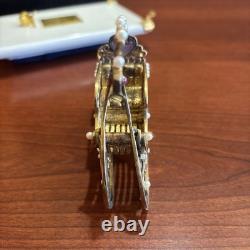 Franklin Mint Faberge 24K Gold on Sterling Silver Sleigh Hidden Box Ruby Pearl