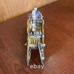 Franklin Mint Faberge 24K Gold on Sterling Silver Sleigh Hidden Box Ruby Pearl