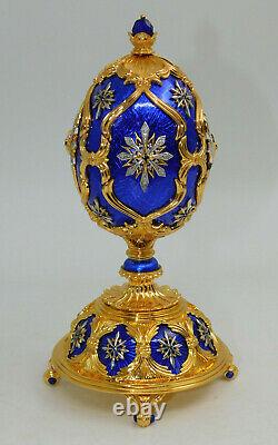 Franklin Mint Faberge Egg, The Star of the North, Sterling Silver Gold Diamonds