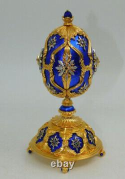 Franklin Mint Faberge Egg, The Star of the North, Sterling Silver Gold Diamonds