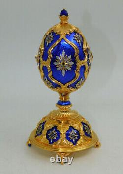 Franklin Mint Faberge Egg, The Star of the North, Sterling Silver Gold Diamonds