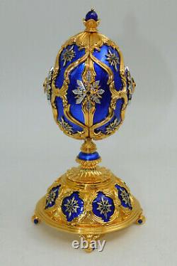 Franklin Mint Faberge Egg, The Star of the North, Sterling Silver Gold Diamonds