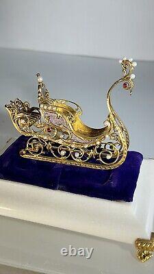 Franklin Mint Fabergé Imperial Jeweled Sleigh & Pendant Set Gold, Diamond