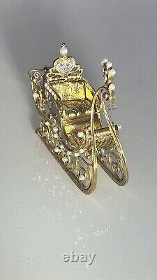 Franklin Mint Fabergé Imperial Jeweled Sleigh & Pendant Set Gold, Diamond