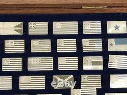 Franklin Mint Flags of America 42 Pc Mini Sterling Silver Ingot Bar Set with Case