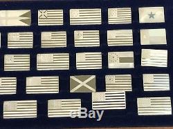 Franklin Mint Flags of America 42 Pc Mini Sterling Silver Ingot Bar Set with Case