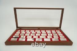 Franklin Mint Flags of America. 925 Sterling Silver Bars Set of 42 In Wood Case