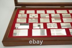 Franklin Mint Flags of America. 925 Sterling Silver Bars Set of 42 In Wood Case
