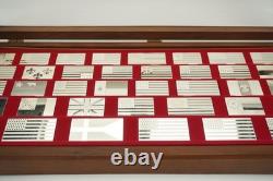 Franklin Mint Flags of America. 925 Sterling Silver Bars Set of 42 In Wood Case