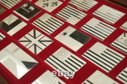 Franklin Mint Flags of America. 925 Sterling Silver Bars Set of 42 In Wood Case