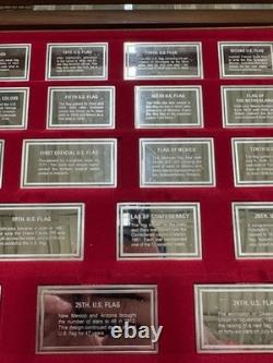 Franklin Mint Flags of America. 925 Sterling Silver Bars Set of 42 In Wood Case