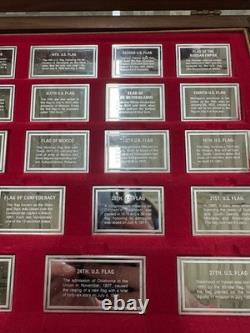 Franklin Mint Flags of America. 925 Sterling Silver Bars Set of 42 In Wood Case