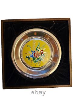 Franklin Mint Four Seasons Sterling Silver Champleve Plate Summer Bouquet 265 gr