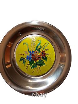 Franklin Mint Four Seasons Sterling Silver Champleve Plate Summer Bouquet 265 gr