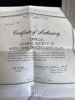 Franklin Mint General Society Of Mayflower Descendants Sterling All Paperwork