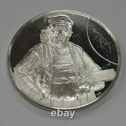 Franklin Mint Genius of Rembrandt Proof Sterling Silver Medal Self-Portrait