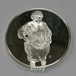 Franklin Mint Genius of Rembrandt Proof Sterling Silver Medal Woman Bathing