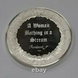 Franklin Mint Genius of Rembrandt Proof Sterling Silver Medal Woman Bathing