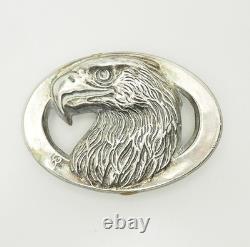 Franklin Mint Gilroy Roberts sterling silver Eagle bird head heavy belt buckle