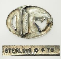 Franklin Mint Gilroy Roberts sterling silver Eagle bird head heavy belt buckle